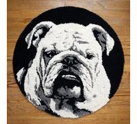 kitphoenix Animal Dog Craftsfabrics Rug 60% Cotton 40% Polyester 50Cm in Diameter DIY Crafts Yarn Carpet Round Shape Custom Latch Hook Rug Crochet Kits for Beginners Adults