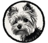 kitphoenix Animal Dog Craftsfabrics Rug 60% Cotton 40% Polyester 50Cm in Diameter DIY Crafts Yarn Carpet Round Shape Custom Latch Hook Rug Crochet Kits for Beginners Adults