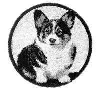 kitphoenix Animal Dog Craftsfabrics Rug 60% Cotton 40% Polyester 50Cm in Diameter DIY Crafts Yarn Carpet Round Shape Custom Latch Hook Rug Crochet Kits for Beginners Adults