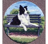 kitphoenix Animal Dog Craftsfabrics Rug 60% Cotton 40% Polyester 50Cm in Diameter DIY Crafts Yarn Carpet Round Shape Custom Latch Hook Rug Crochet Kits for Beginners Adults