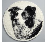 kitphoenix Animal Dog Craftsfabrics Rug 60% Cotton 40% Polyester 50Cm in Diameter DIY Crafts Yarn Carpet Round Shape Custom Latch Hook Rug Crochet Kits for Beginners Adults