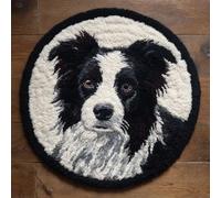 kitphoenix Animal Dog Round Shape Latch Hook Kits Rug DIY Cushion Rug Carpet Making Crochet Hook Kits Preprinted Pattern Canvas Cushion Arylic Yarn Hooking Kits Mat Kits 50X50Cm