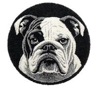 kitphoenix Animal Dog Round Shape Latch Hook Kits Rug DIY Cushion Rug Carpet Making Crochet Hook Kits Preprinted Pattern Canvas Cushion Arylic Yarn Hooking Kits Mat Kits 50X50Cm