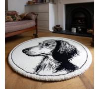 kitphoenix Animal Dog Round Shape Latch Hook Kits Rug DIY Cushion Rug Carpet Making Crochet Hook Kits Preprinted Pattern Canvas Cushion Arylic Yarn Hooking Kits Mat Kits 50X50Cm