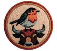 kitphoenix Creative Latch Hook Rug Kit Festival Robin and Highlands Caw 20X20Inch (50X50Cm) Animal Pattern Handmade Latch Hook Kits for Adults for Christmas Carpet Beginners Adults