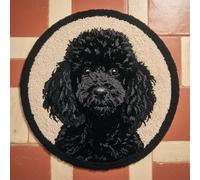 kitphoenix Creative Round Latch Hook Rug Kit Festival 50 X 50Cm Black Poodle Dog Pattern Handmade Latch Hook Kits for Adults for Christmas Carpet Beginners Adults