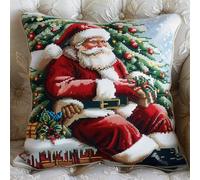 kitphoenix Cushion Cover Kit Roaring - DIY Embroidery -Cross Stitch Cushion Kitsfather Xmas with Printed Fabric - Cross Stitch Kits for Adults - 16 X 16 Inch 11Ct Needlework Sets Decoration E