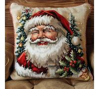 kitphoenix Cushion Cover Kit Roaring -DIY Embroidery -Cross Stitch Cushion Kitsfather Xmas with Printed Fabric -Cross Stitch Kits for Adults -17.7x17.7 Inch 11Ct Needlework Sets Decoration E