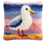 kitphoenix DIY Crochet Pillow Kit Seagull Soft Knitted Throw Pillow Material Package,Cushion Making Set,Complete Accessories&Tutorial,43X43Cm Decorative Pillow for Home Sofa Bedroom Decor