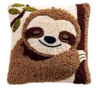 kitphoenix DIY Hand Crochet Pillow Kit,Sloths 43X43Cm Aesthetic Knitted Cushion Making Material Set,Beginner Friendly with Full Tutorial, Stylish Room Home Decor
