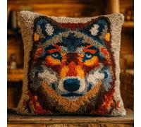 kitphoenix DIY Latch Hook Cushion Kit 43x43 cm Animal Wolf