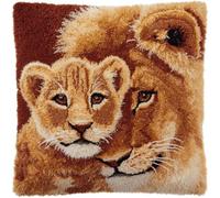 kitphoenix DIY Latch Hook Cushion Kit 43x43 cm Lion Father and Son