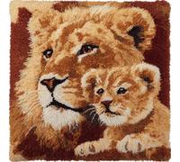 kitphoenix DIY Latch Hook Cushion Kit for Adults Lion Father and Son
