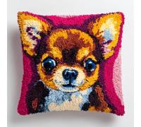 kitphoenix DIY Latch Hook Kits Animal Dog Latch Hook Kit Needlework Pillow Cover 43Cmx43Cm DIY Hooks Knitted Embroidered Carpet Pillow Embroidery Latch Hooks Carpet Kit