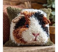 kitphoenix DIY Latch Hook Kits,Guinea Pig 17X17Inch Needlepoint Pillow Kit, Half Cross Stitch Kit, Embroidery Kit, Latch Hook Cushion Cover Hobby & Crafts