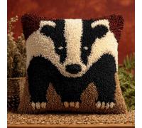 kitphoenix DIY Latch Hook Kits Latch Hook Kit Badger Needlework Pillow Cover 43Cmx43Cm DIY Hooks Knitted Embroidered Carpet Pillow Embroidery Latch Hooks Carpet Kit