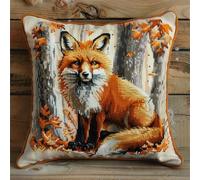 kitphoenix DIY Latch Hook Kits Latch Hook Kit Fox Needlework Pillow Cover 43cmX43cm DIY Hooks Knitted Embroidered Carpet Pillow Embroidery Latch Hook Carpet Kit