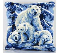 kitphoenix DIY Latch Hook Kits Latch Hook Kit Polar Bear Needlework Pillow Cover 43Cmx43Cm DIY Hooks Knitted Embroidered Carpet Pillow Embroidery Latch Hook Carpet Kit