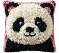 kitphoenix DIY Latch Hook Kits,Pink Panda 17X17Inch Needlepoint Pillow Kit, Half Cross Stitch Kit, Embroidery Kit, Latch Hook Cushion Cover Hobby & Crafts