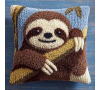 kitphoenix DIY Latch Hook Kits Sloth Latch Hook Kit Needlework Pillow Cover 43Cmx43Cm DIY Hooks Knitted Embroidered Carpet Pillow Embroidery Latch Hooks Carpet Kit