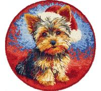 kitphoenix DIY Latch Hook Rug Kit for & Adults -Christmas Yorkshire Terrier Dog 20X20Inch (50X50Cm) Cross Stitch Carpet Making Crochet Embroidery Needlework Crafts - Home Decor Project