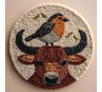 kitphoenix DIY Latch Hook Rug Kit for Kids & Adults -Robin and Highlands Caw 20X20Inch (50X50Cm) Cross Stitch Carpet Making Crochet Embroidery Needlework Crafts - Home Decor Project