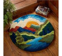 kitphoenix DIY Latch Hook Rug Kit with Printed Canvas Landscape 20X20Inch (50X50Cm) Floor Mat Crochet Yarn Embroidery Hook and Latch Carpet Tapestry for Home Decoration - Adults
