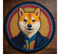 kitphoenix DIY Latch Hook Rug Kits Animal Dog Easy for Beginners Round Carpet Crochet Yarn Craft Large Rug Hook and Latch Tapestry for Home Decor 50X50Cm