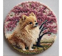 kitphoenix DIY Latch Hook Rug Kits Animal Dog Easy for Beginners Round Carpet Crochet Yarn Craft Large Rug Hook and Latch Tapestry for Home Decor 50X50Cm