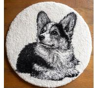 kitphoenix DIY Latch Hook Rug Kits Animal Dog Easy for Beginners Round Carpet Crochet Yarn Craft Large Rug Hook and Latch Tapestry for Home Decor 50X50Cm