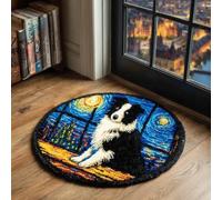 kitphoenix DIY Latch Hook Rug Kits Animal Dog Easy for Beginners Round Carpet Crochet Yarn Craft Large Rug Hook and Latch Tapestry for Home Decor 50X50Cm