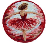 kitphoenix DIY Latch Hook Rug Kits Ballet Girl Easy for Beginners Round Carpet Crochet Yarn Craft Large Rug Hook and Latch Tapestry for Home Decor 50X50Cm