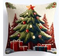 kitphoenix Festive Christmas Latch Hook DIY Kit,Pre-Printed Canvas Rug Pillow for Cozy Holiday Sofa Cushions,Beginner Yarn Needlework Arts Crafts Home Decor 43x43cm -6