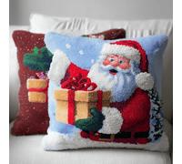 kitphoenix Festive Christmas Latch Hook DIY Kit,Pre-Printed Canvas Rug Pillow for Cozy Holiday Sofa Cushions,Beginner Yarn Needlework Arts Crafts Home Decor 43x43cm -3