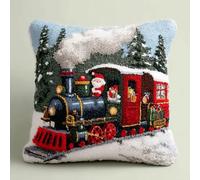 kitphoenix Festive Christmas Latch Hook DIY Kit,Pre-Printed Canvas Rug Pillow for Cozy Holiday Sofa Cushions,Beginner Yarn Needlework Arts Crafts Home Decor 43x43cm -7