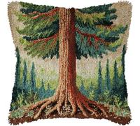 kitphoenix Latch Hook Cushion Kit 43x43cm,Redwood Tree Cushion Cover DIY Kit,Printed Canvas with Yarn & Hook,Relaxing Craft Set for Adults & Beginners-3