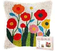 kitphoenix Latch Hook Cushion Kit Abstract Cute Wild Flower Easy for Beginners with Pre-Printed Embroidery Patterns and Materials DIY Crochet Craft Kit Pillowcase Cushion for Home Decor 43x43 cm-10