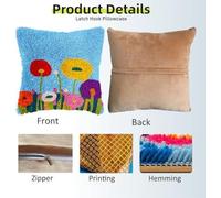 kitphoenix Latch Hook Cushion Kit Abstract Cute Wild Flower Easy for Beginners with Pre-Printed Embroidery Patterns and Materials DIY Crochet Craft Kit Pillowcase Cushion for Home Decor 43x43 cm-30