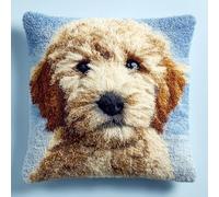 kitphoenix Latch Hook Cushion Kit Cute Golden Doodle Dog Face with Pre-Printed Cushion Cover DIY Pillowcase Crochet Yarn Hooking Craft Set for Hobby and Home Decor 43x43cm-4