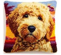 kitphoenix Latch Hook Cushion Kit Cute Golden Doodle Dog Face with Pre-Printed Cushion Cover DIY Pillowcase Crochet Yarn Hooking Craft Set for Hobby and Home Decor 43x43cm-19