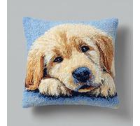kitphoenix Latch Hook Cushion Kit Cute Golden Retriever Dog Face with Pre-Printed Cushion Cover DIY Pillowcase Crochet Yarn Hooking Craft Set for Hobby and Home Decor 43x43cm-5