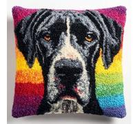 kitphoenix Latch Hook Cushion Kit Cute Great Dane Dog Face with Pre-Printed Cushion Cover DIY Pillowcase Crochet Yarn Hooking Craft Set for Hobby and Home Decor 43x43cm-10