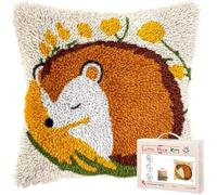 kitphoenix Latch Hook Cushion Kit Cute Hedgehog in Moms Arm Sleeping Easy for Beginners with Preprinted Patterns DIY Crochet Craft Kits Pillow Cushion Cover for Home Decor Gift 43x43 cm -4