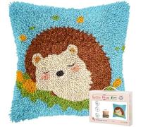 kitphoenix Latch Hook Cushion Kit Cute Hedgehog in Moms Arm Sleeping Easy for Beginners with Preprinted Patterns DIY Crochet Craft Kits Pillow Cushion Cover for Home Decor Gift 43x43 cm -3