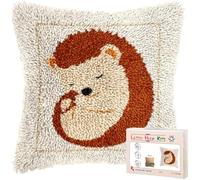 kitphoenix Latch Hook Cushion Kit Cute Hedgehog in Moms Arm Sleeping Easy for Beginners with Preprinted Patterns DIY Crochet Craft Kits Pillow Cushion Cover for Home Decor Gift 43x43 cm -2