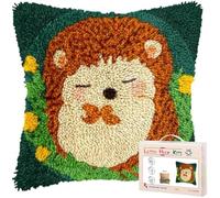 kitphoenix Latch Hook Cushion Kit Cute Hedgehog in Moms Arm Sleeping Easy for Beginners with Preprinted Patterns DIY Crochet Craft Kits Pillow Cushion Cover for Home Decor Gift 43x43 cm -1