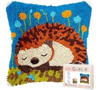 kitphoenix Latch Hook Cushion Kit Cute Sleeping Hedgehog Easy for Beginners with Preprinted Patterns DIY Crochet Craft Kits Pillow Cushion Cover for Home Decor Gift 43x43 cm -5