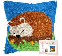 kitphoenix Latch Hook Cushion Kit Cute Sleeping Hedgehog Easy for Beginners with Preprinted Patterns DIY Crochet Craft Kits Pillow Cushion Cover for Home Decor Gift 43x43 cm -2