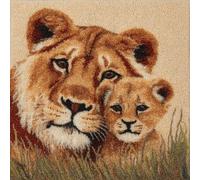 kitphoenix Latch Hook Cushion Kit for Adults Lion Father and Son