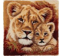kitphoenix Latch Hook Cushion Kit for Adults Lion Father and Son